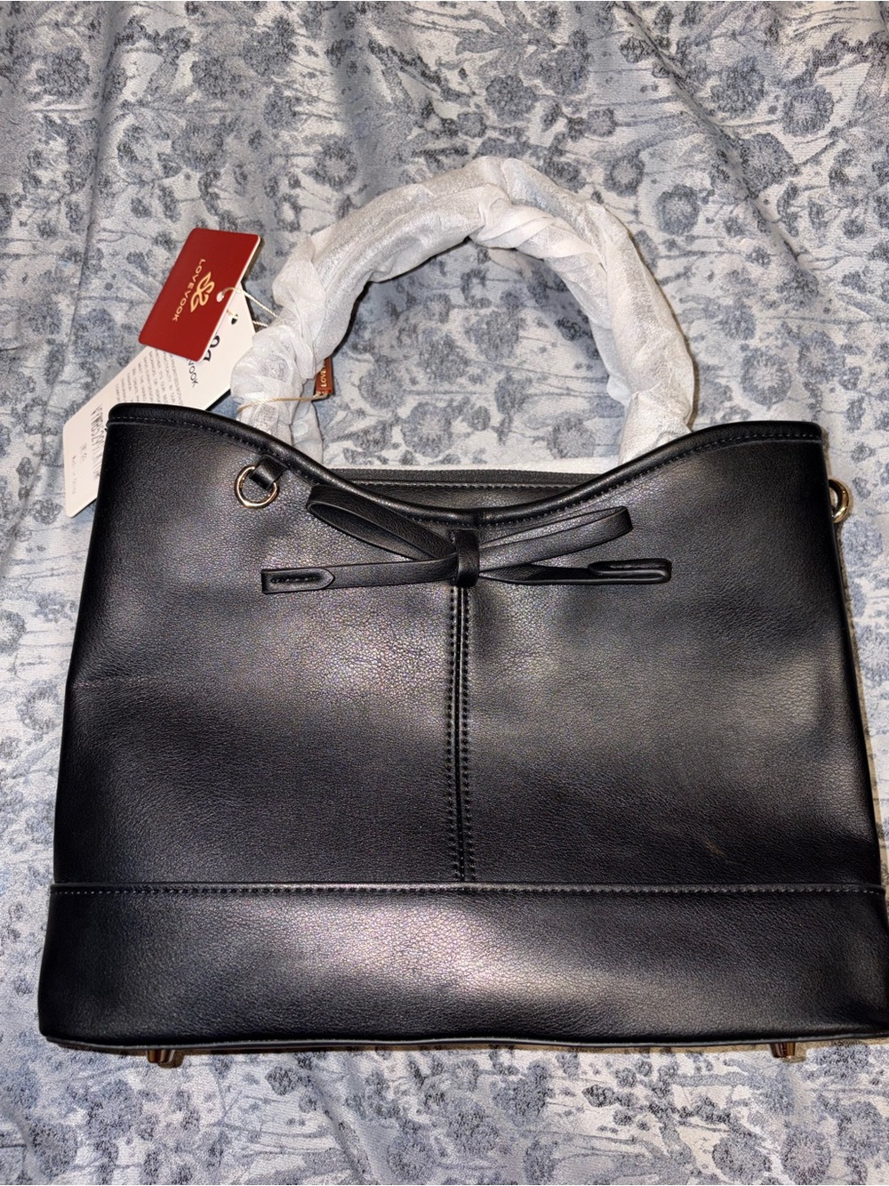 Black Women's Tote Bag with Bow Accent - Brand: Lovelook